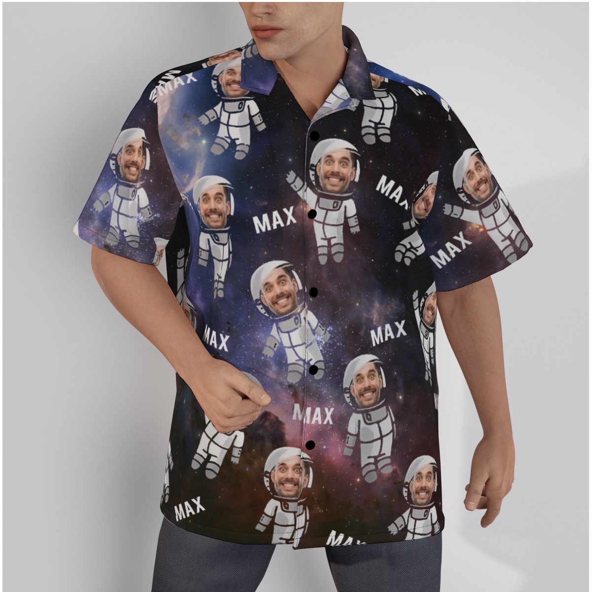 Funny Custom Face Astronaut Hawaiian Summer Shirt For Men - variant image 1