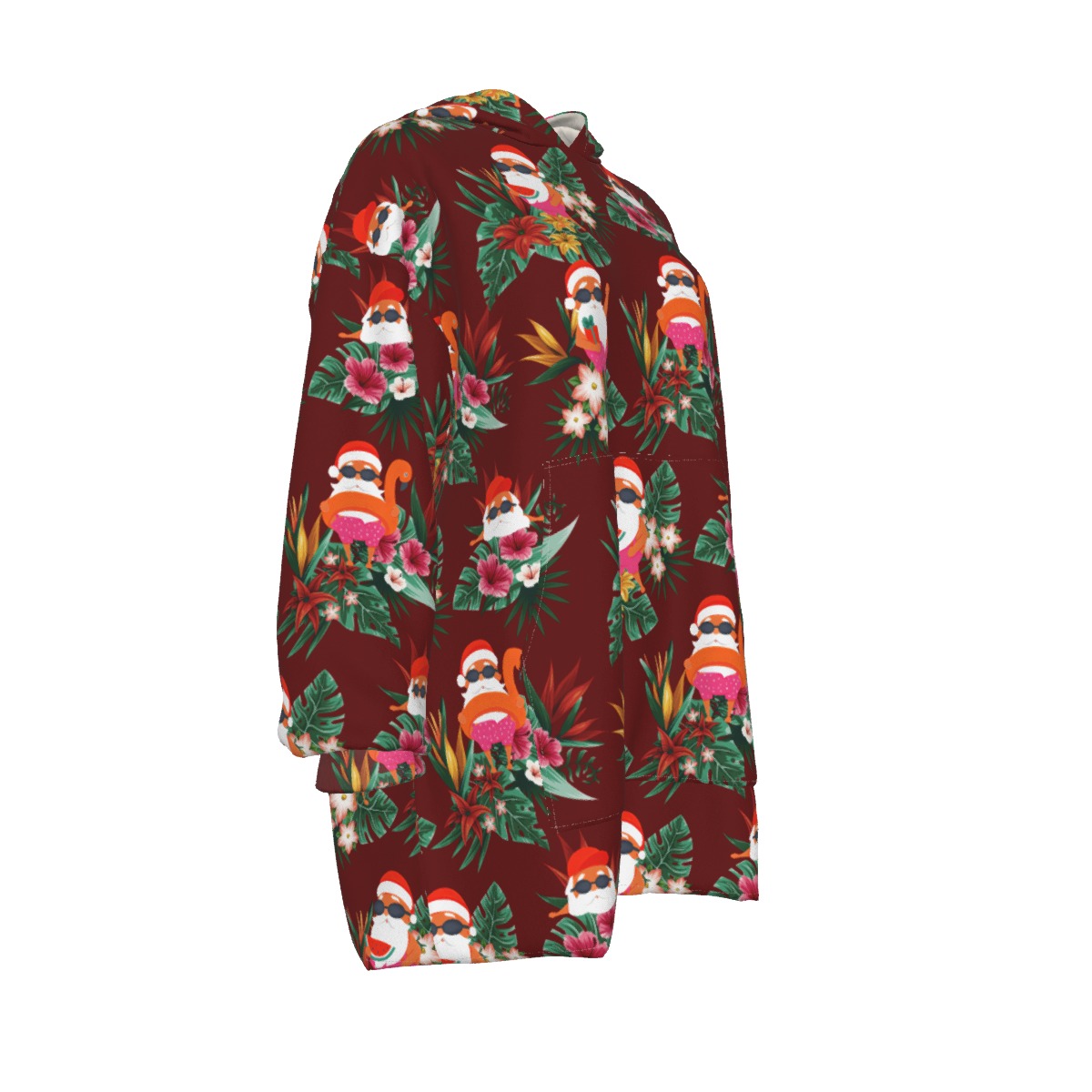 Funny Santa Claus Swimming Hawaiian Christmas Slug Hoodie Blanket For Women