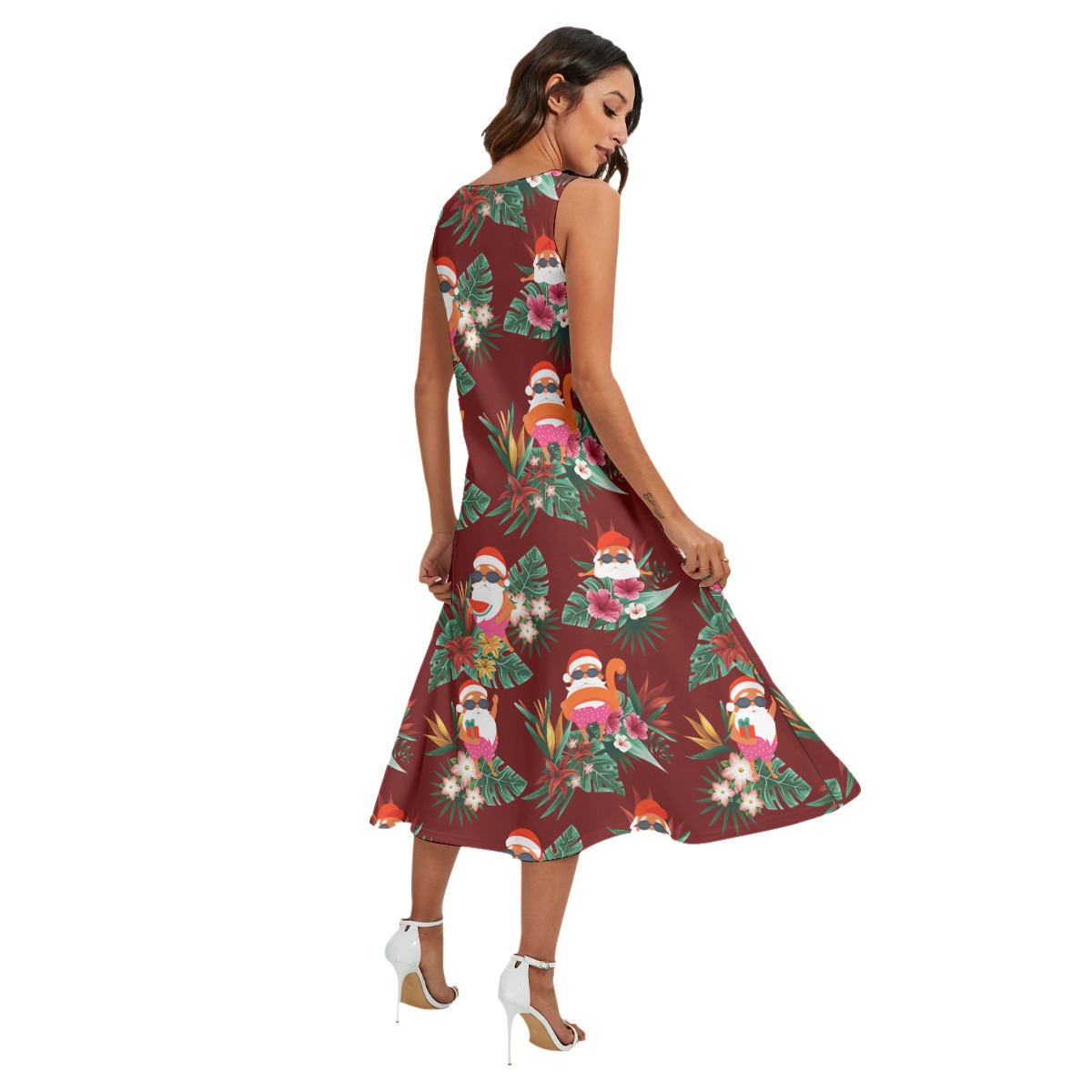 Cute Santa Red Long Hawaiian Christmas Dress For Women