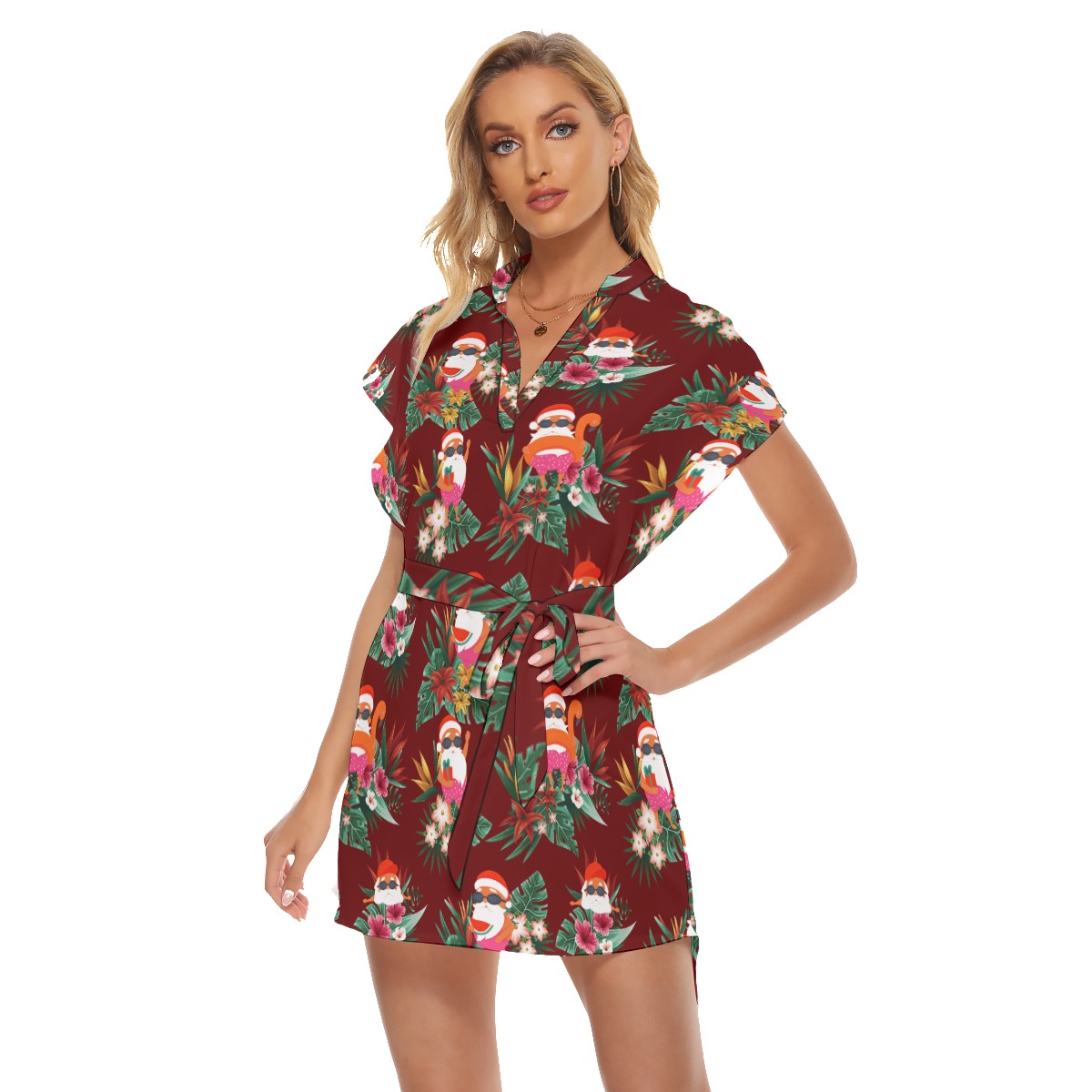 Funny Santa Swimming Tropical Christmas Dress For Women
