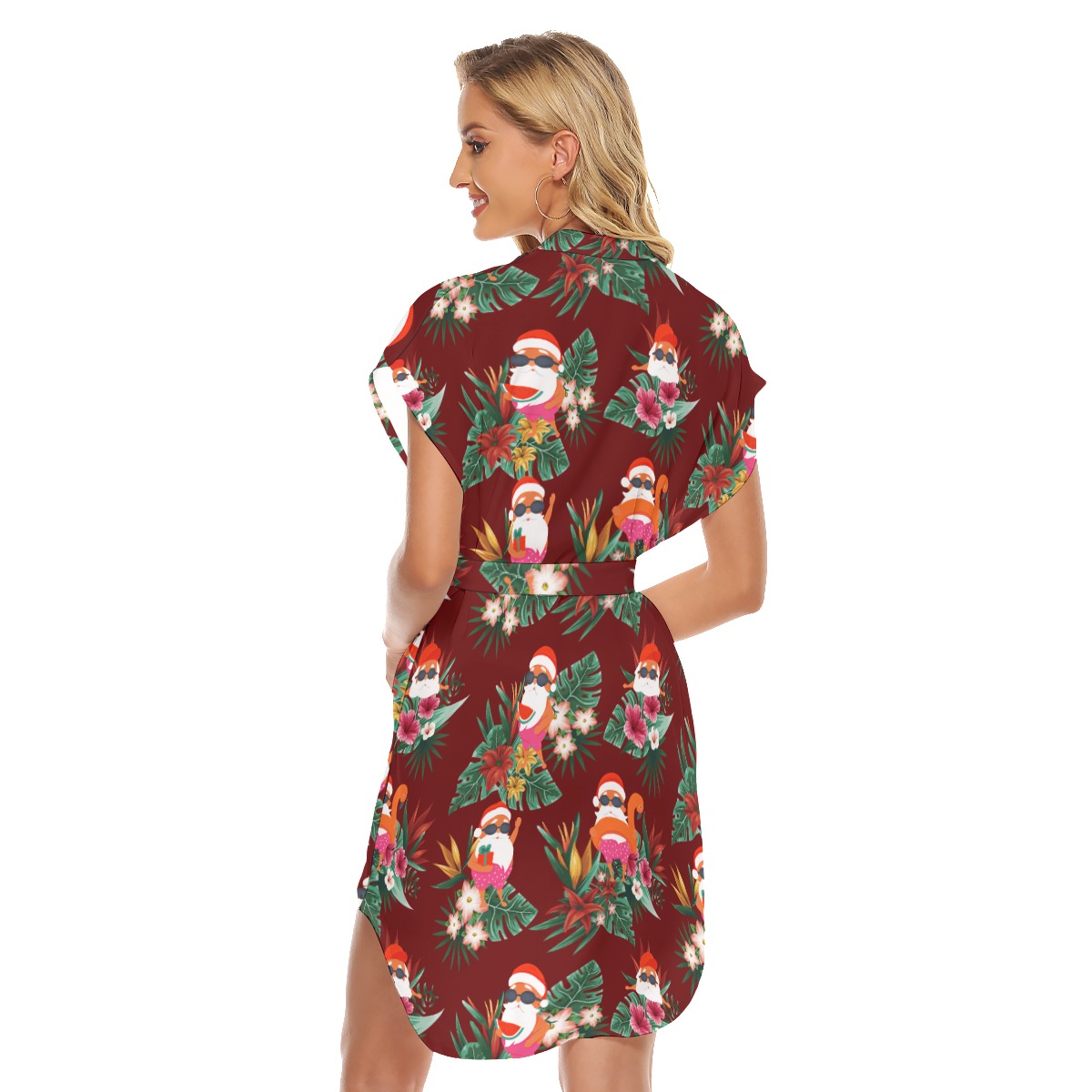 Funny Santa Swimming Tropical Christmas Dress For Women