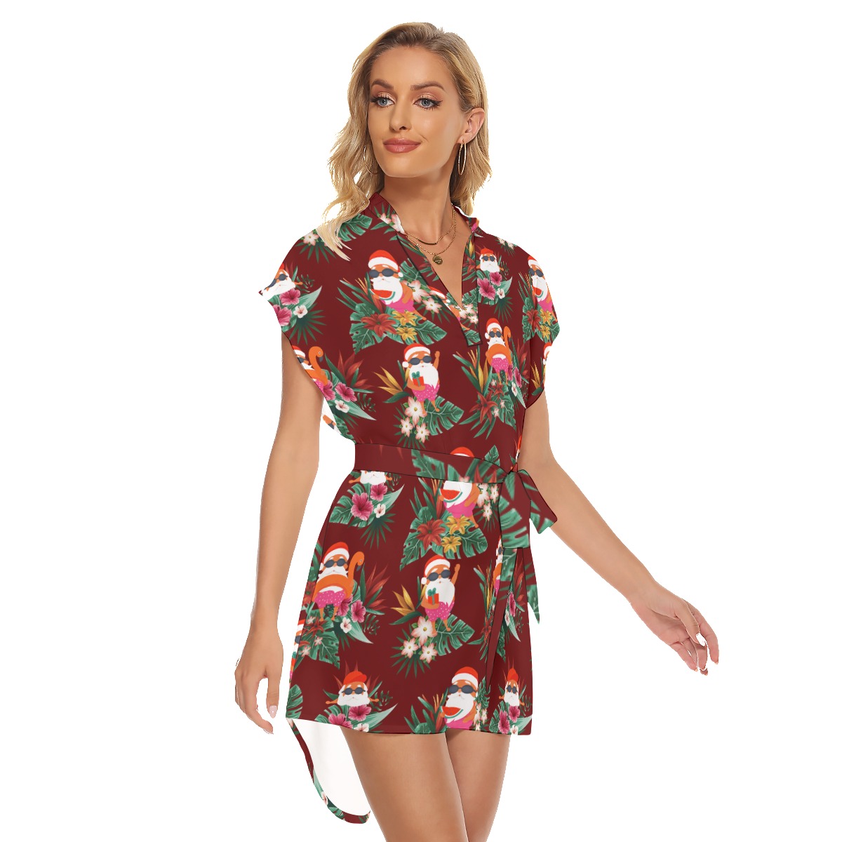 Funny Santa Swimming Tropical Christmas Dress For Women