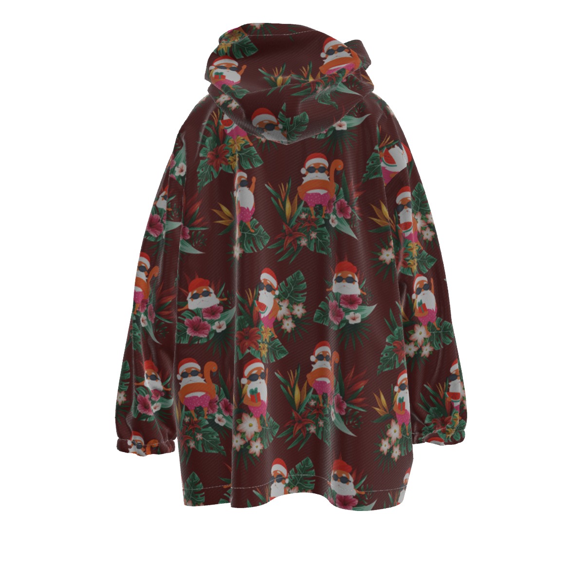 Cute Santa Summer Swimming Hawaiian Christmas Snug Hoodie For Kids