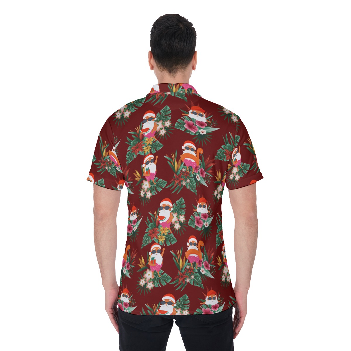 Funny Santa Swimming Christmas Polo Hawaiian Shirt For Men