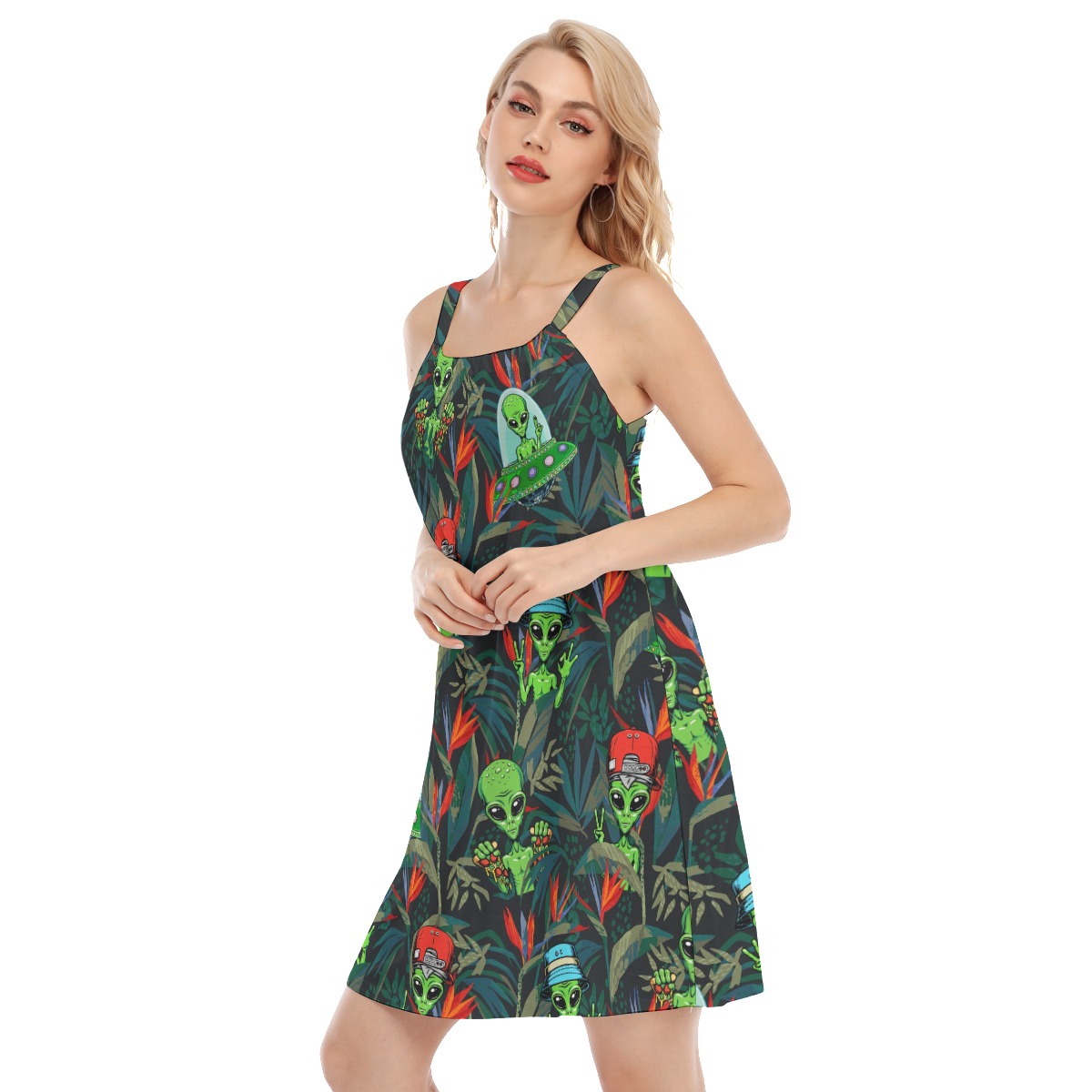 Tropical Alien Hawaiian Cami Dress For Women