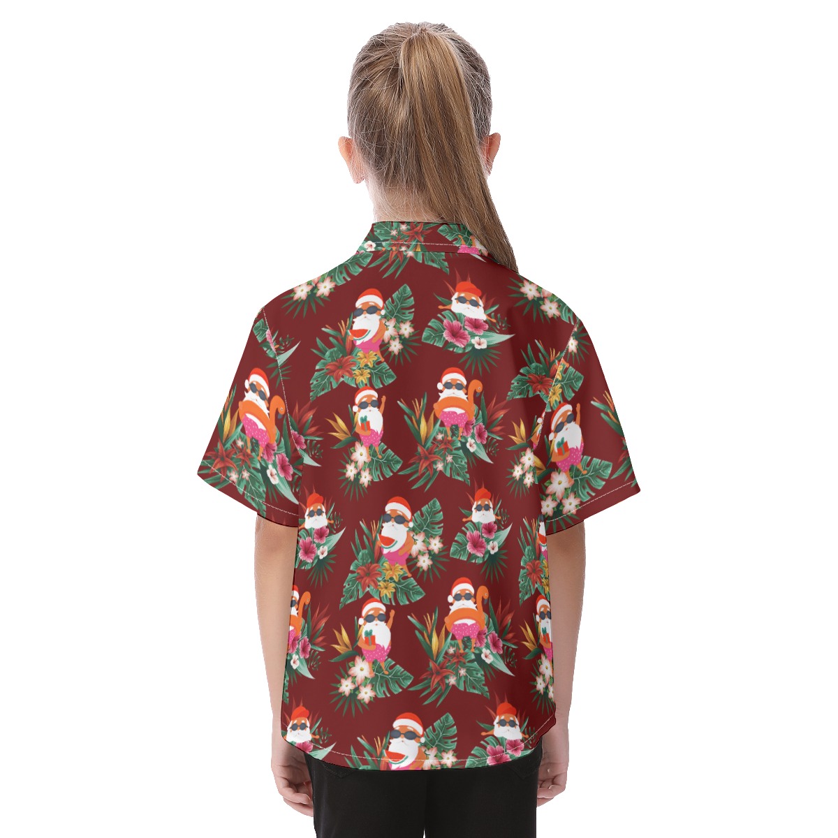 Funny Santa Summer Christmas Hawaiian Shirt For Kids