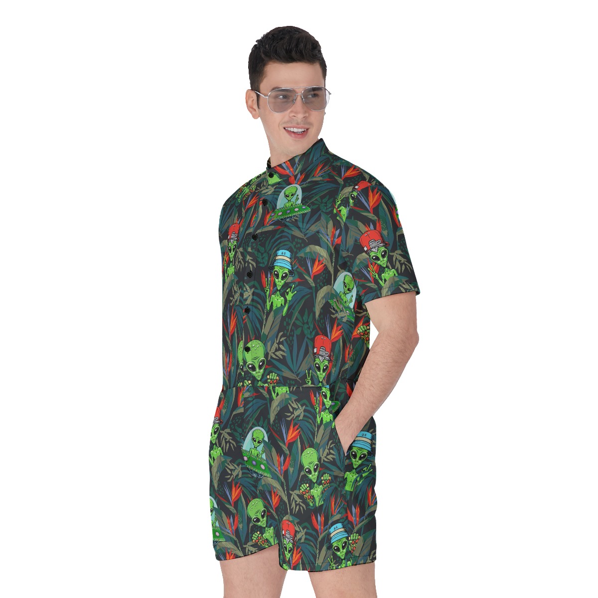 Tropical Alien Men's Hawaiian Romper