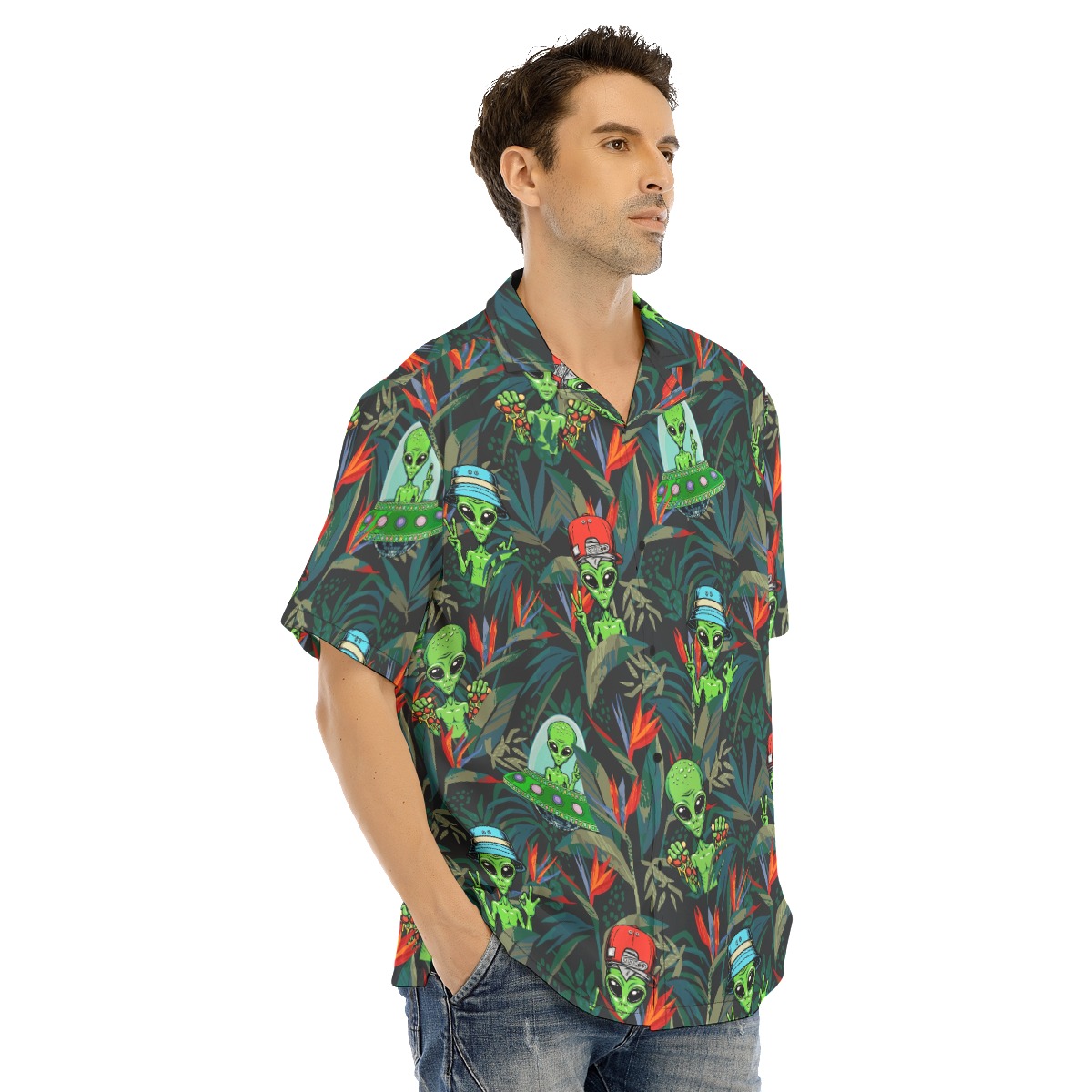 UFO Alien Tropical Hawaiian Shirt