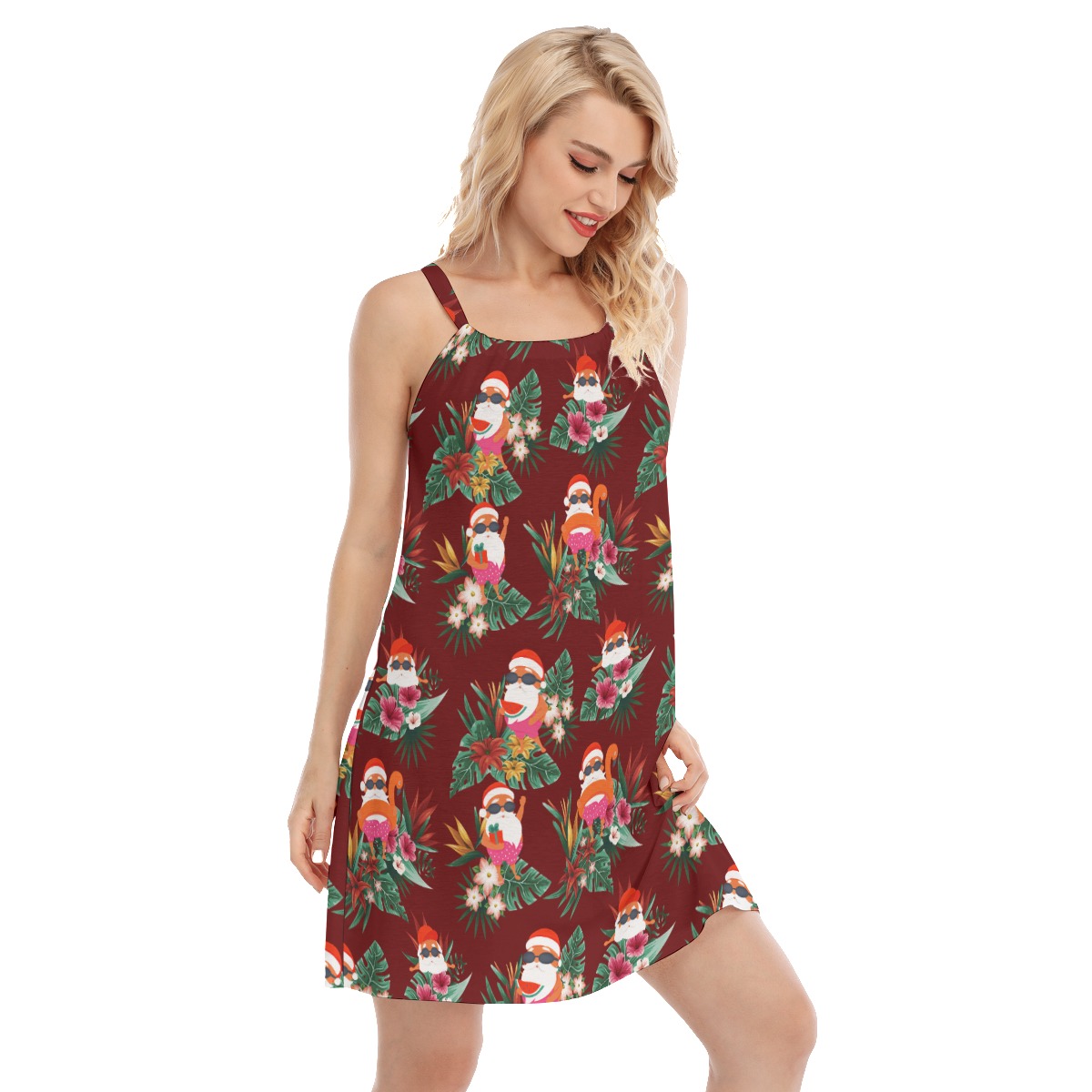 Cute Santa Red Christmas Dress Hawaiian Style For Women