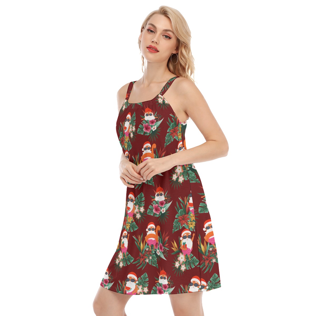 Cute Santa Red Christmas Dress Hawaiian Style For Women