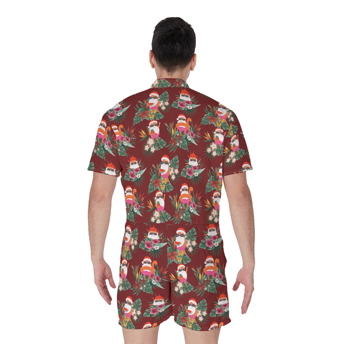 Funny Santa Claus Men's Hawaiian Romper For Christmas