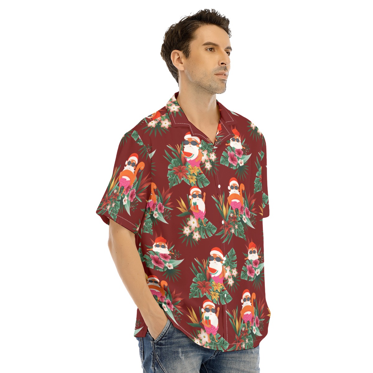 Funny Swimming Santa Hawaiian Christmas Shirt
