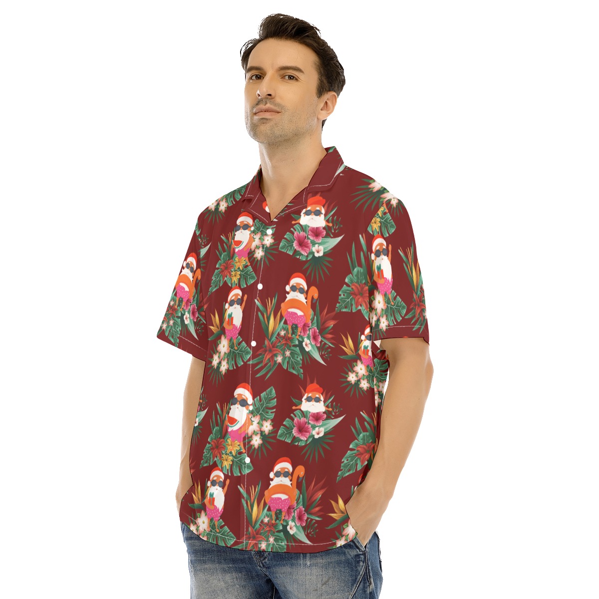 Funny Swimming Santa Hawaiian Christmas Shirt