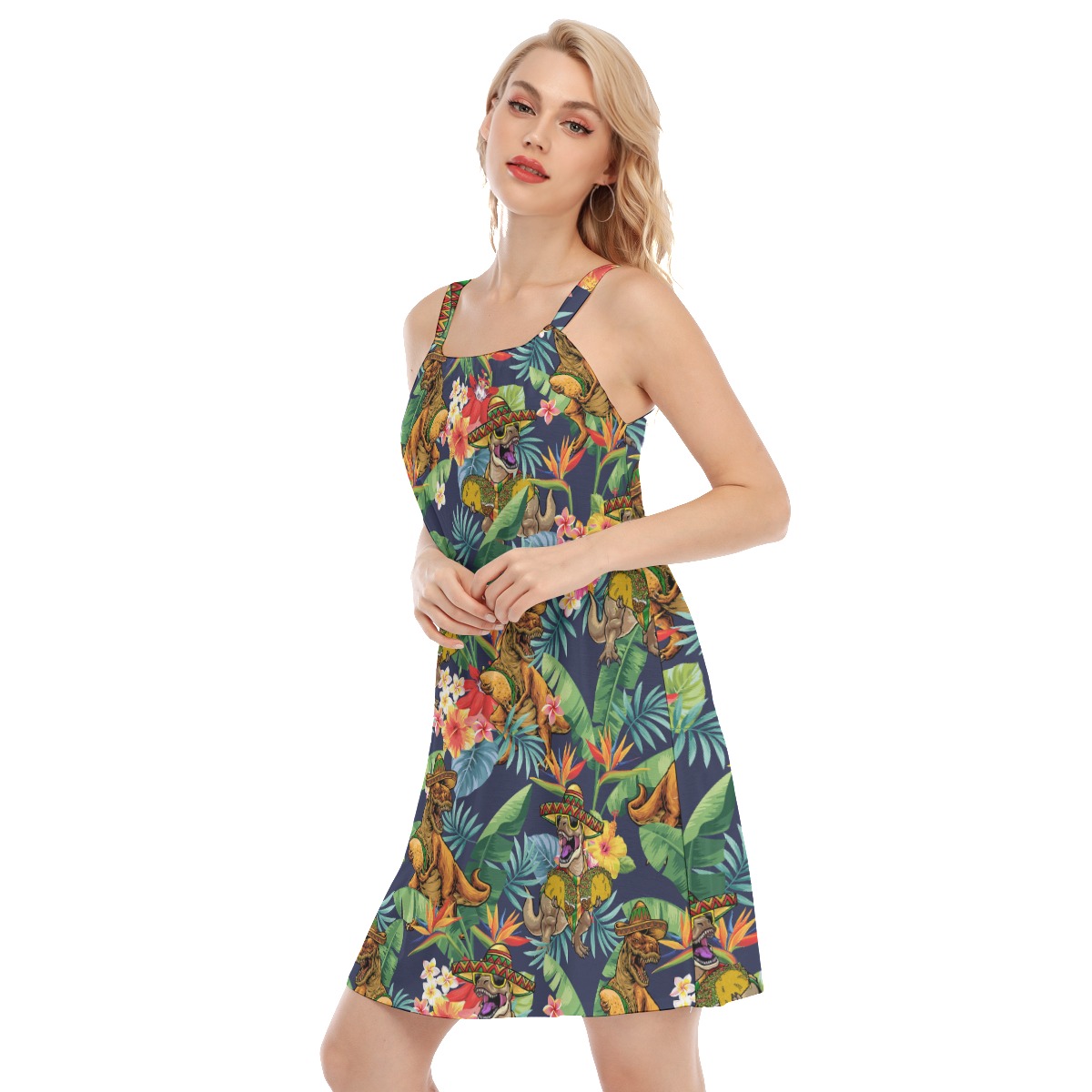 Tropical Taco Dinosaur Hawaiian Summer Dresses
