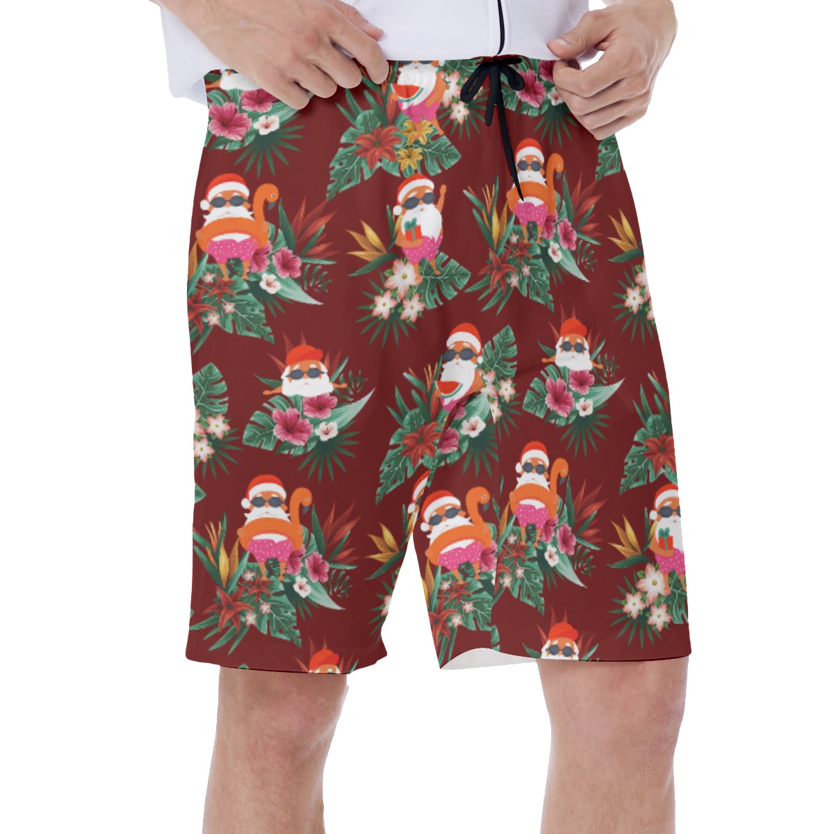 Funny Swimming Santa Aloha Swim Trunks For Men