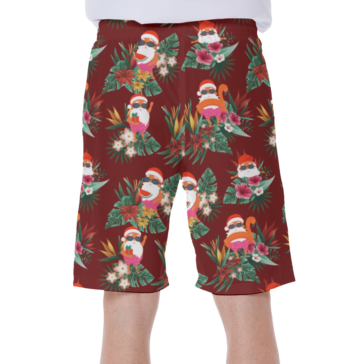 Funny Swimming Santa Aloha Swim Trunks For Men