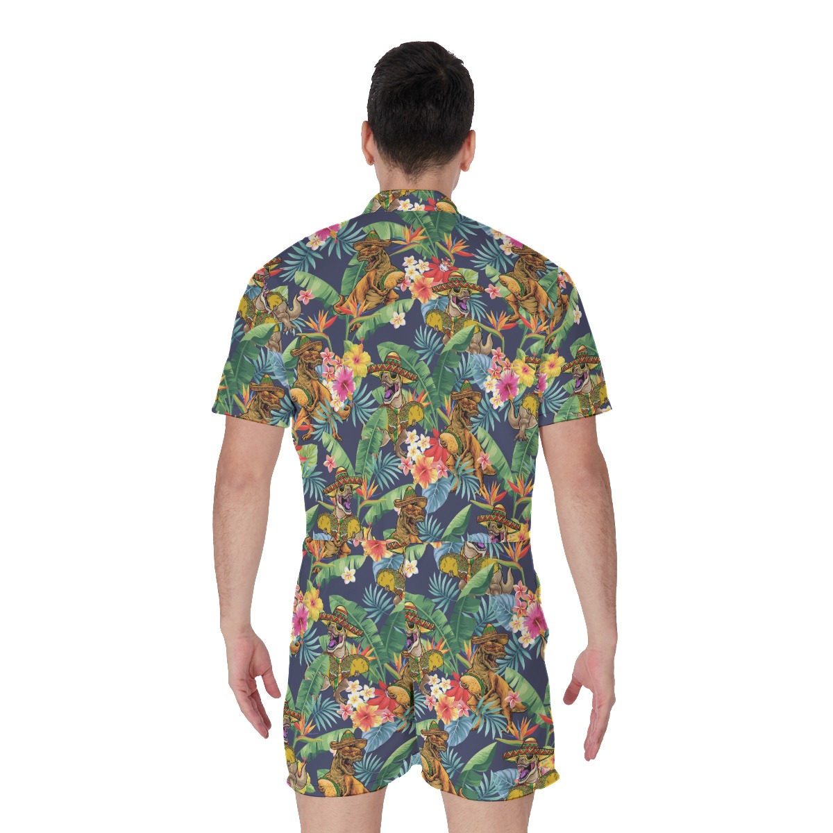 Tacosaurus Tropical Hibiscus Men's Hawaiian Romper