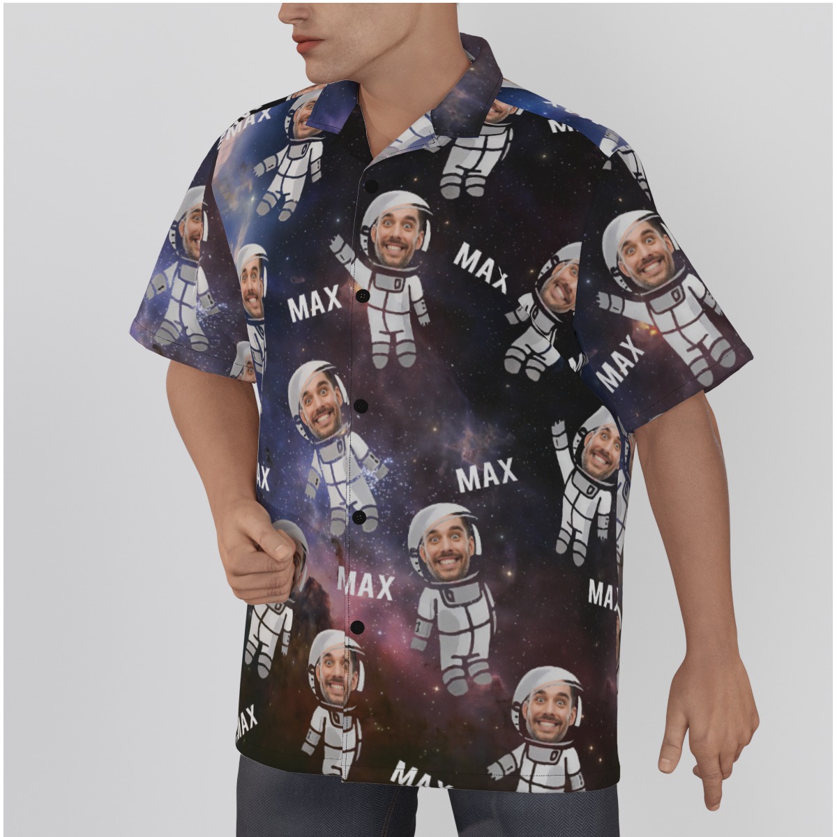 Funny Custom Face Astronaut Hawaiian Summer Shirt For Men