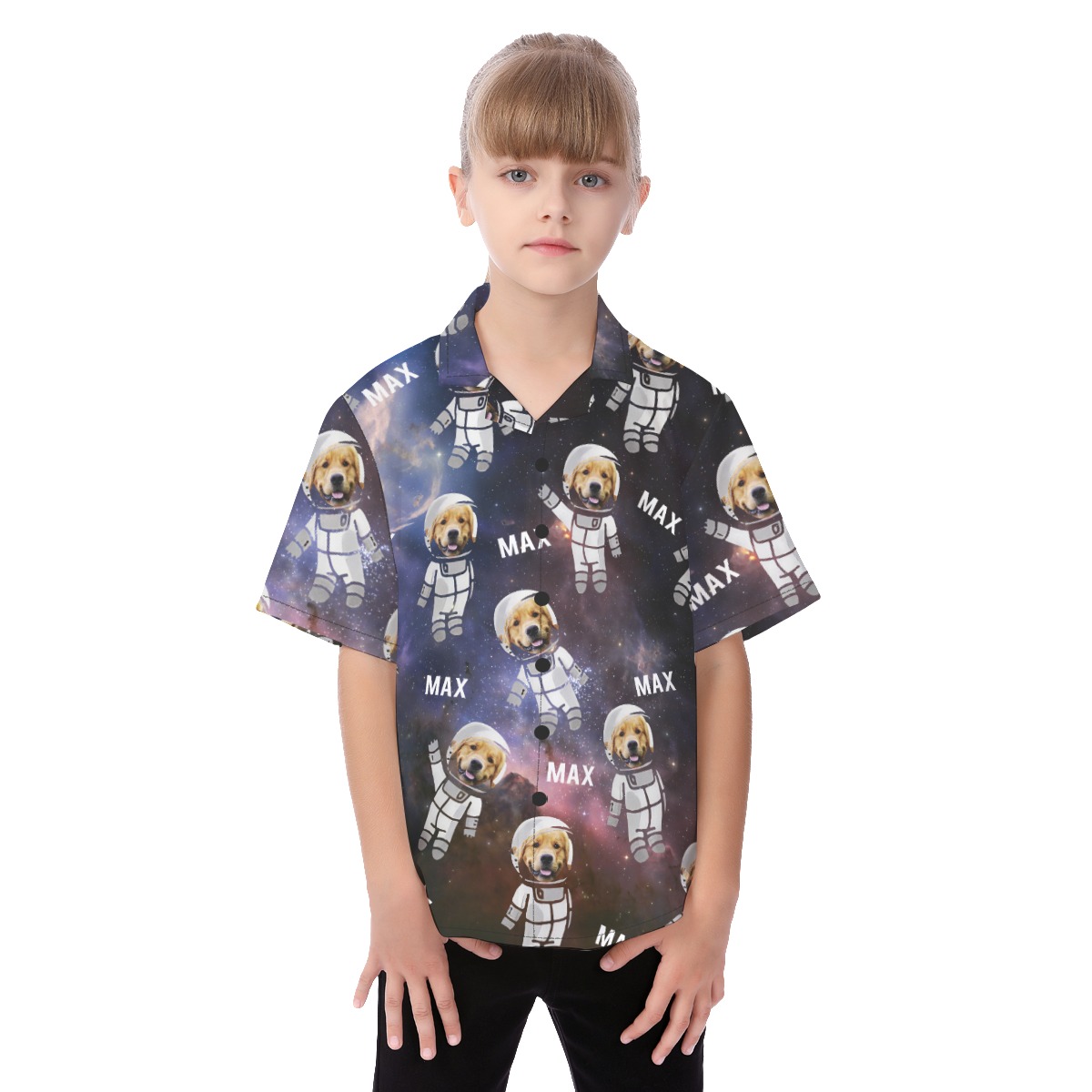 Cute Custom Astronaut Dog Kid's Summer Beach Shirt - variant image 1