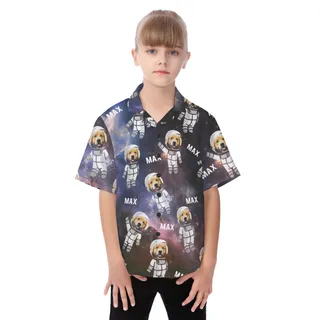 Cute Custom Astronaut Dog Kid's Summer Beach Shirt