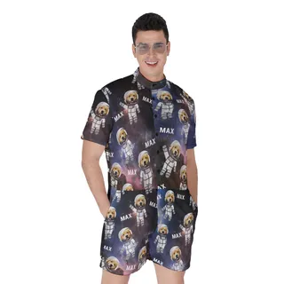 Funny Custom Face Astronaut Dog Romper For Men