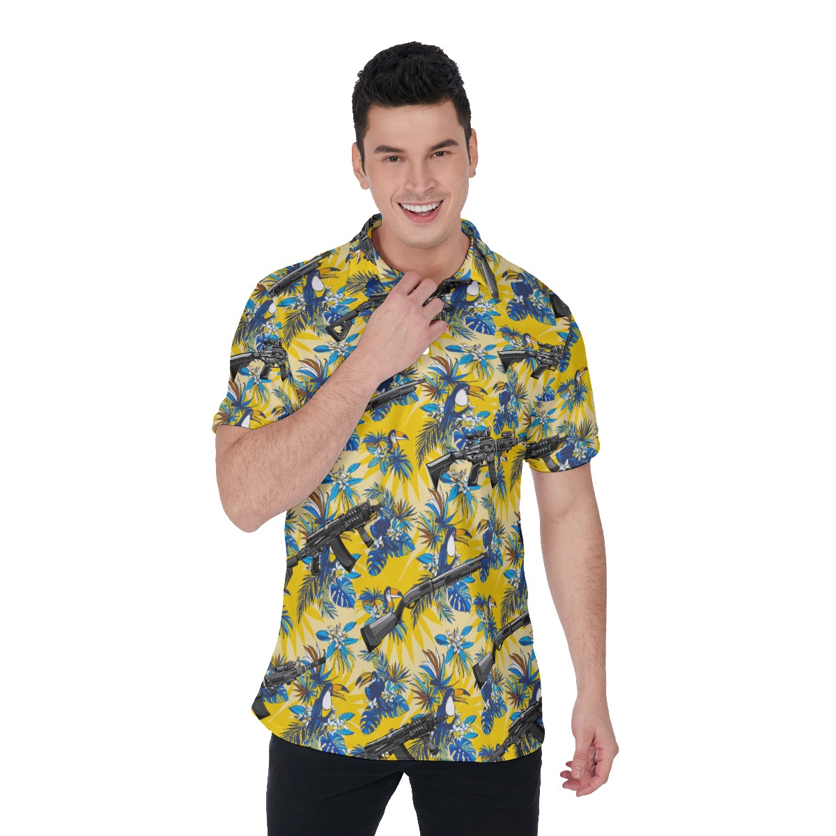 Tropical Toucan Tactical Hawaiian Men's Polo Shirt - variant image 1