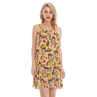 Custom Face Taco Vintage Aloha Cami Dress