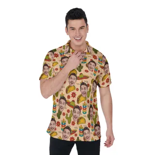 Vintage Taco Hawaiian Men's Polo Shirt With Custom Face