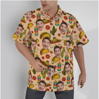 Funny Custom Face Taco Yellow Vintage Hawaiian Shirt
