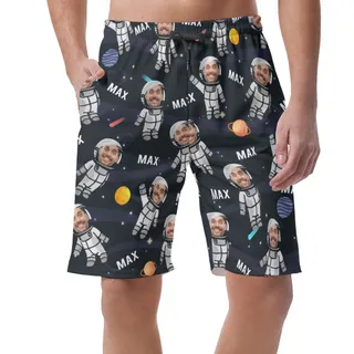 Personalized Photo Astronaut Face Men's Hawaiian Shorts