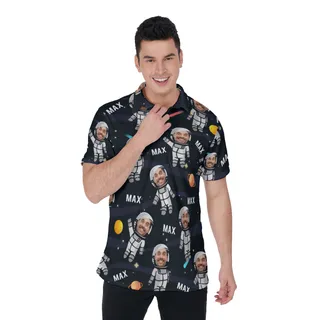Funny Personalized Astronaut Face Men's Polo Shirt