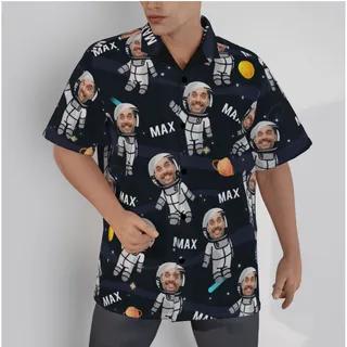 Custom Face Astronaut Men's Hawaiian Shirt