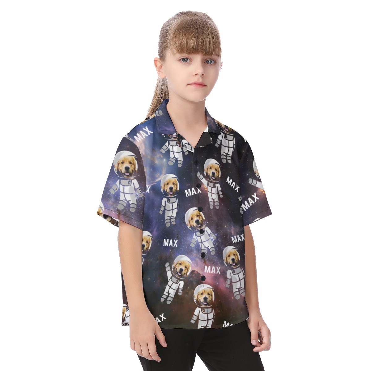 Cute Custom Astronaut Dog Kid's Summer Beach Shirt