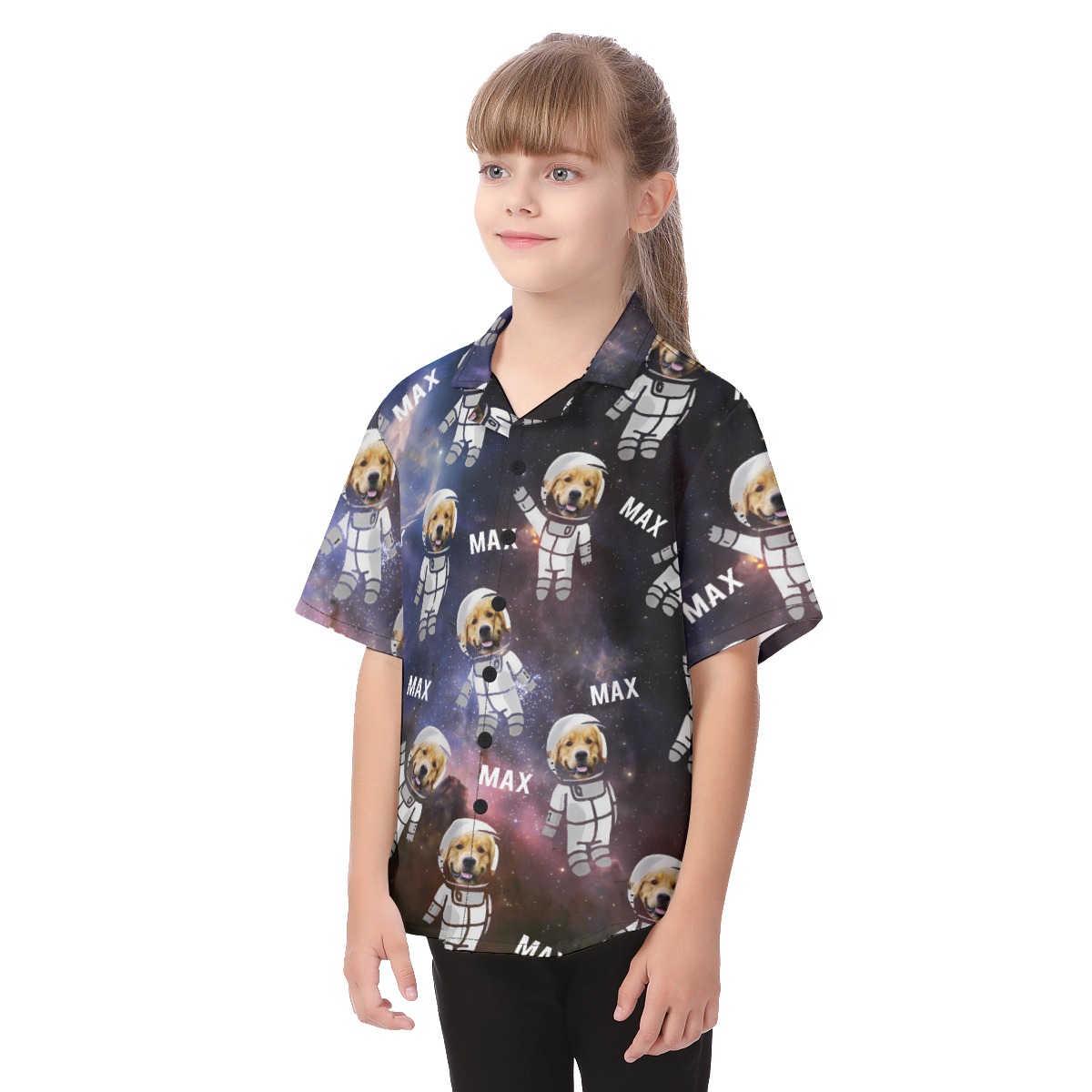Cute Custom Astronaut Dog Kid's Summer Beach Shirt