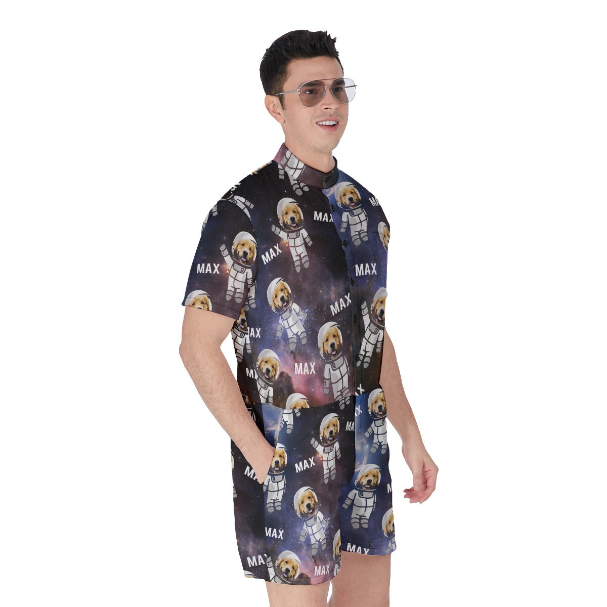 Funny Custom Face Astronaut Dog Romper For Men