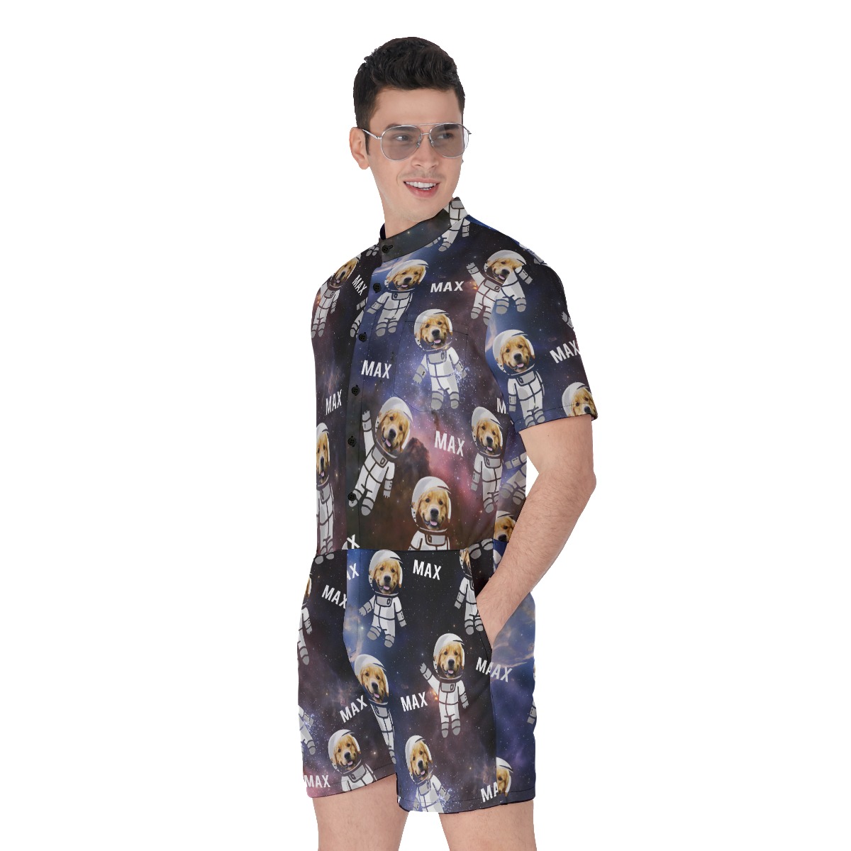 Funny Custom Face Astronaut Dog Romper For Men