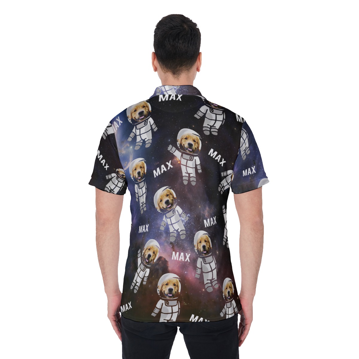 Customize Astronaut Dog Face Hawaiian Men's Polo Shirt