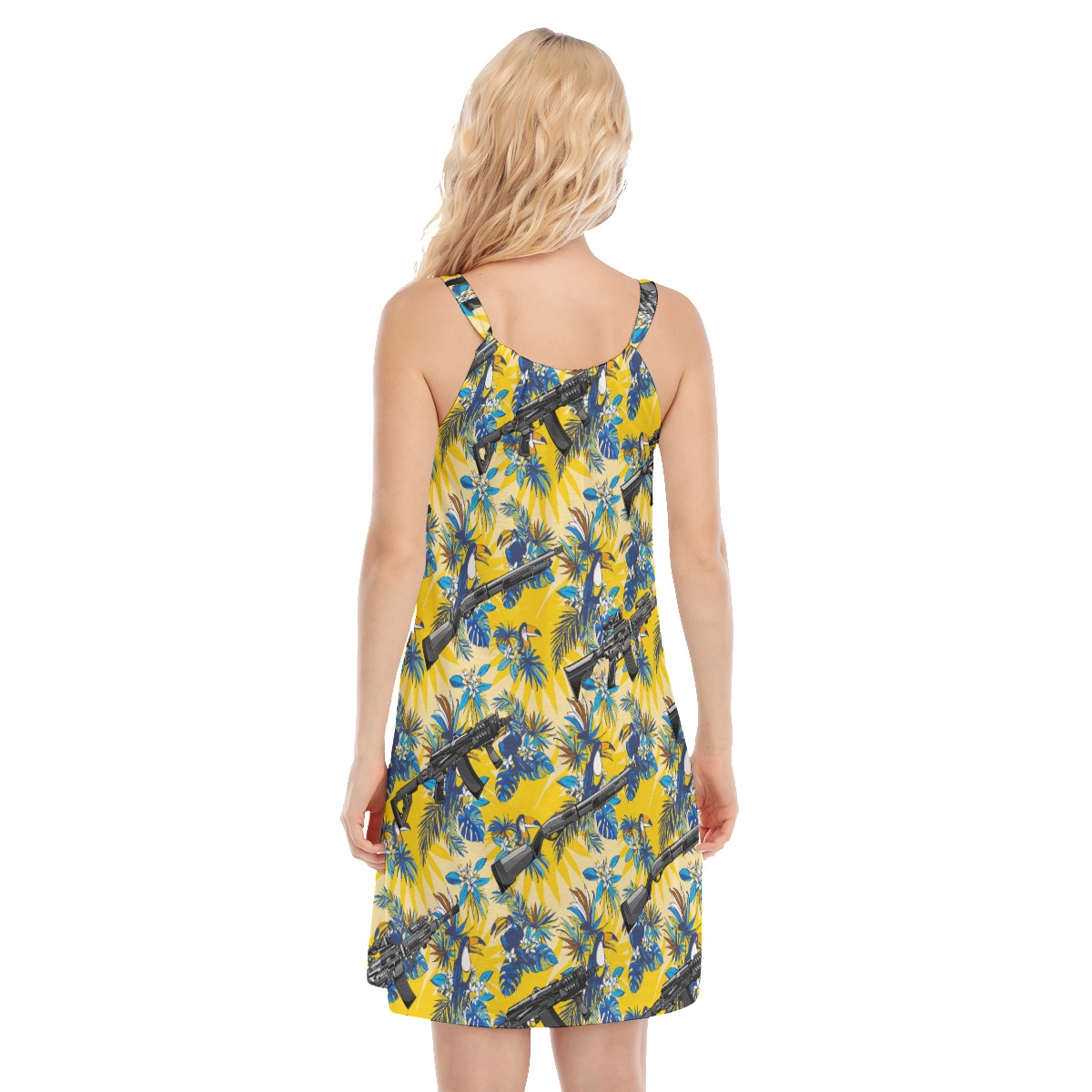 Funny Tactical Toucan Floral Yellow Aloha Dress For Women