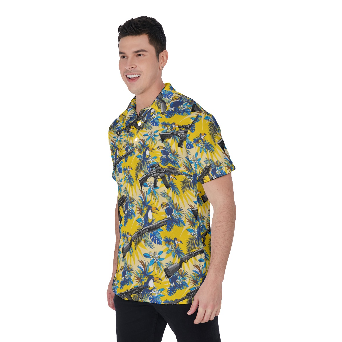 Tropical Toucan Tactical Hawaiian Men's Polo Shirt
