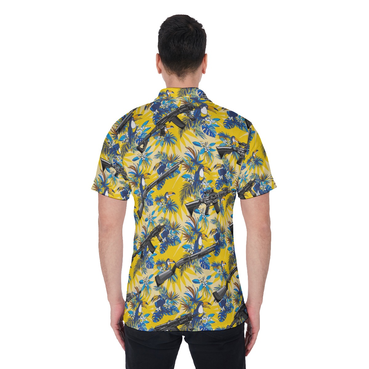 Tropical Toucan Tactical Hawaiian Men's Polo Shirt