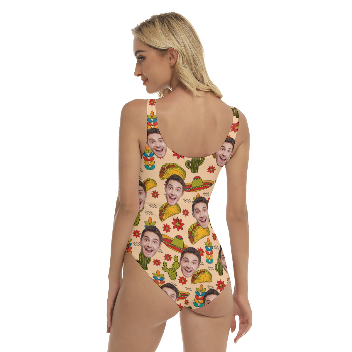 Funny Custom Face Vintage Taco Hawaiian Swimsuit For Women