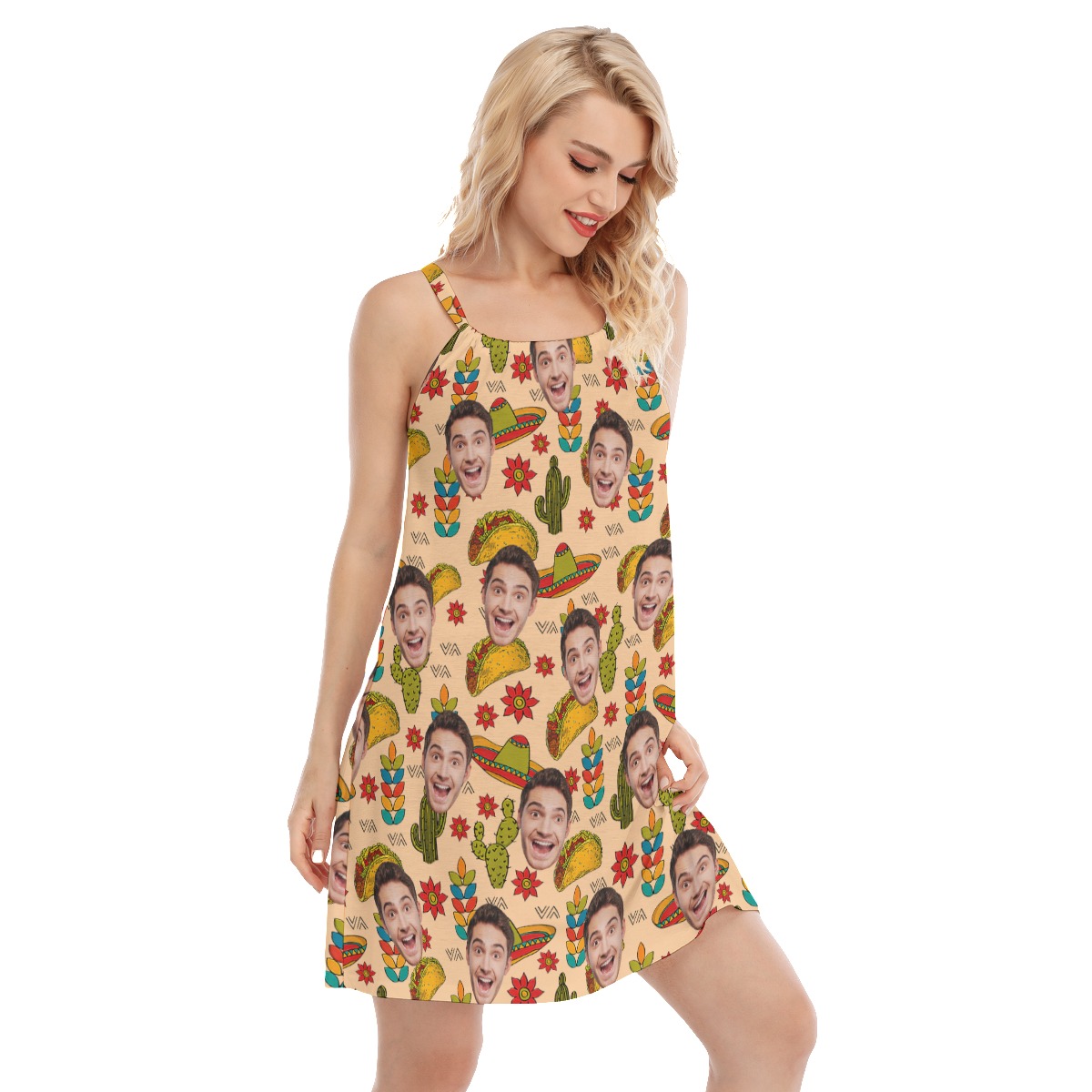 Custom Face Taco Vintage Aloha Cami Dress