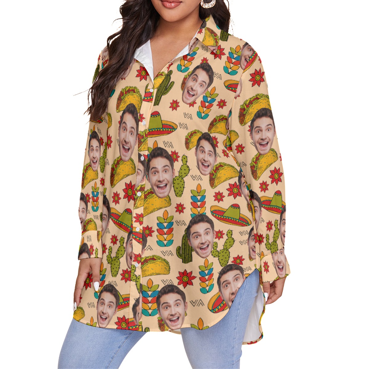 Vintage Taco Hawaiian Plus Size Shirt With Custom Face
