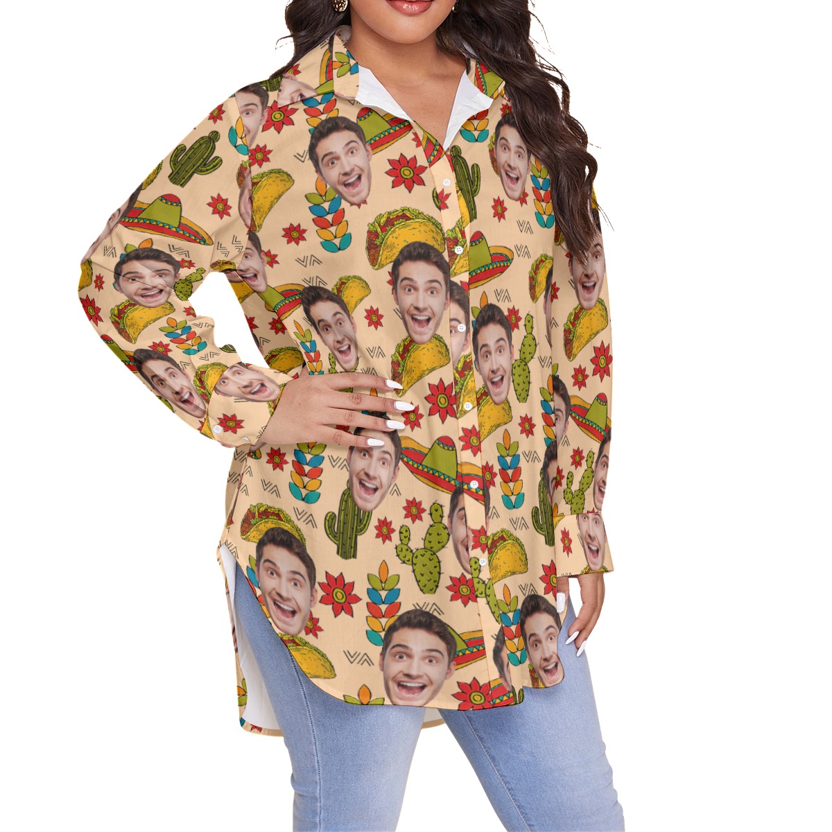 Vintage Taco Hawaiian Plus Size Shirt With Custom Face