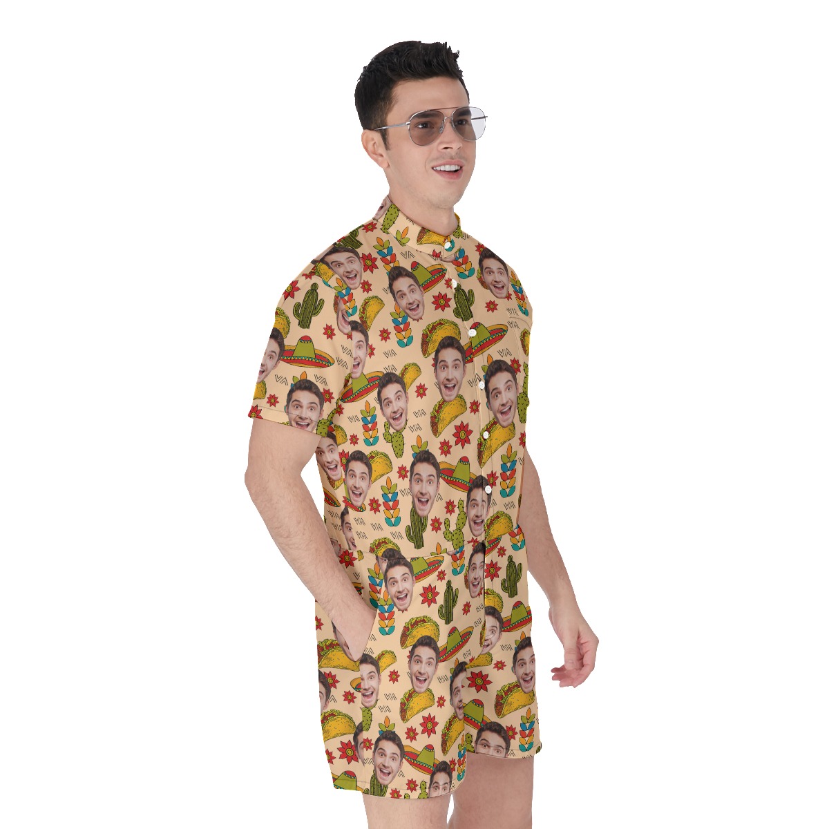 Custom Face Taco Yellow Hawaiian Romper