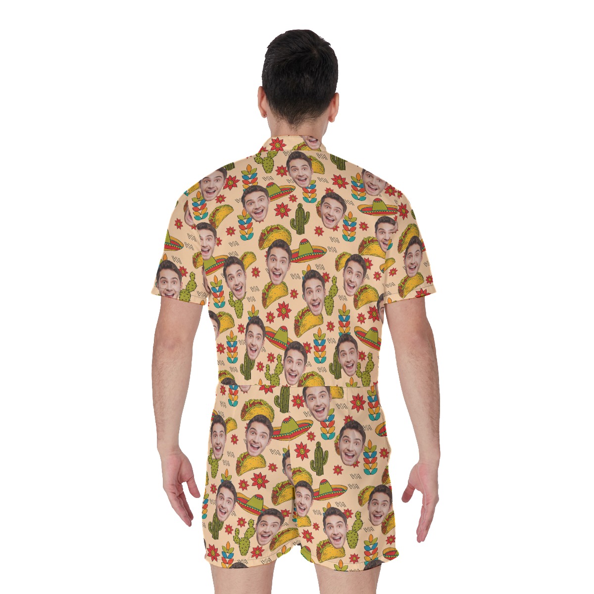 Custom Face Taco Yellow Hawaiian Romper