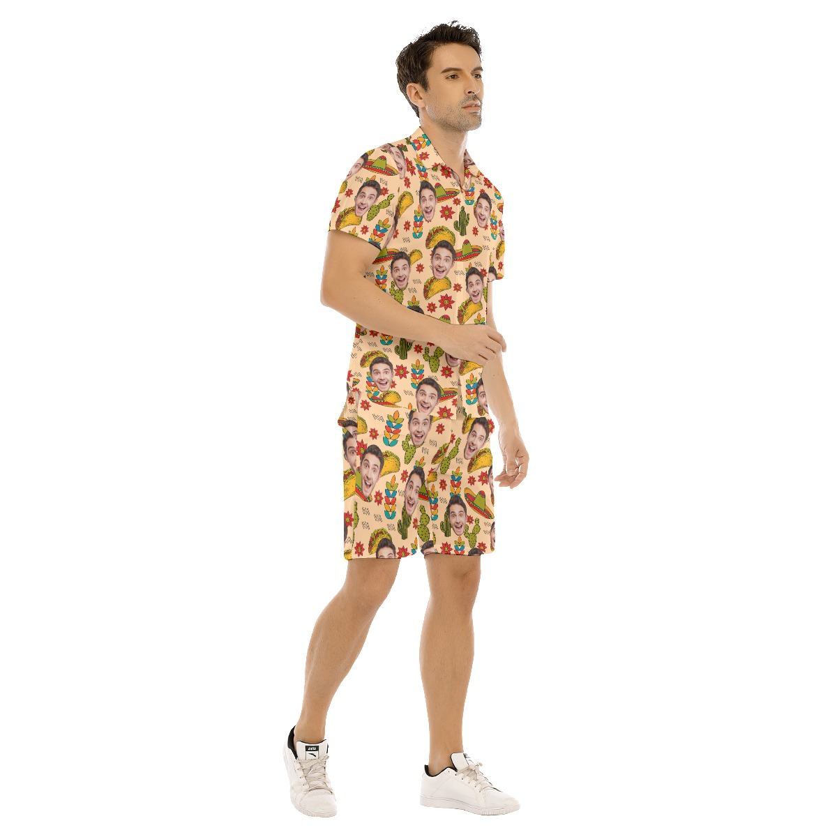 Set Classic Taco Custom Face Hawaiian Shirt And Shorts For Men