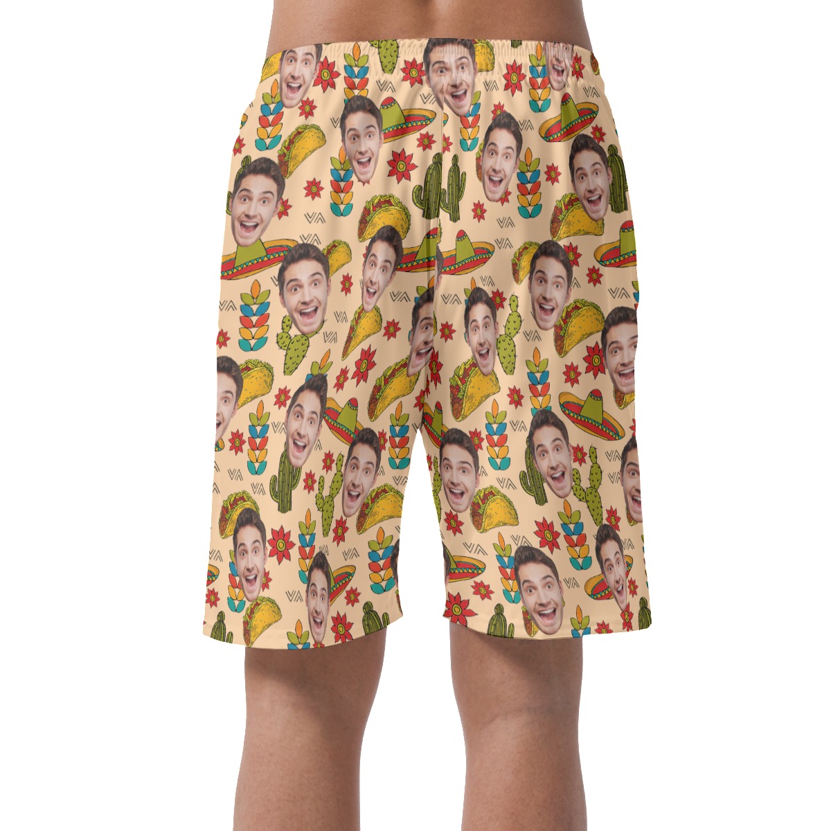 Funny Custom Face Taco Classic Hawaiian Beach Shorts For Men