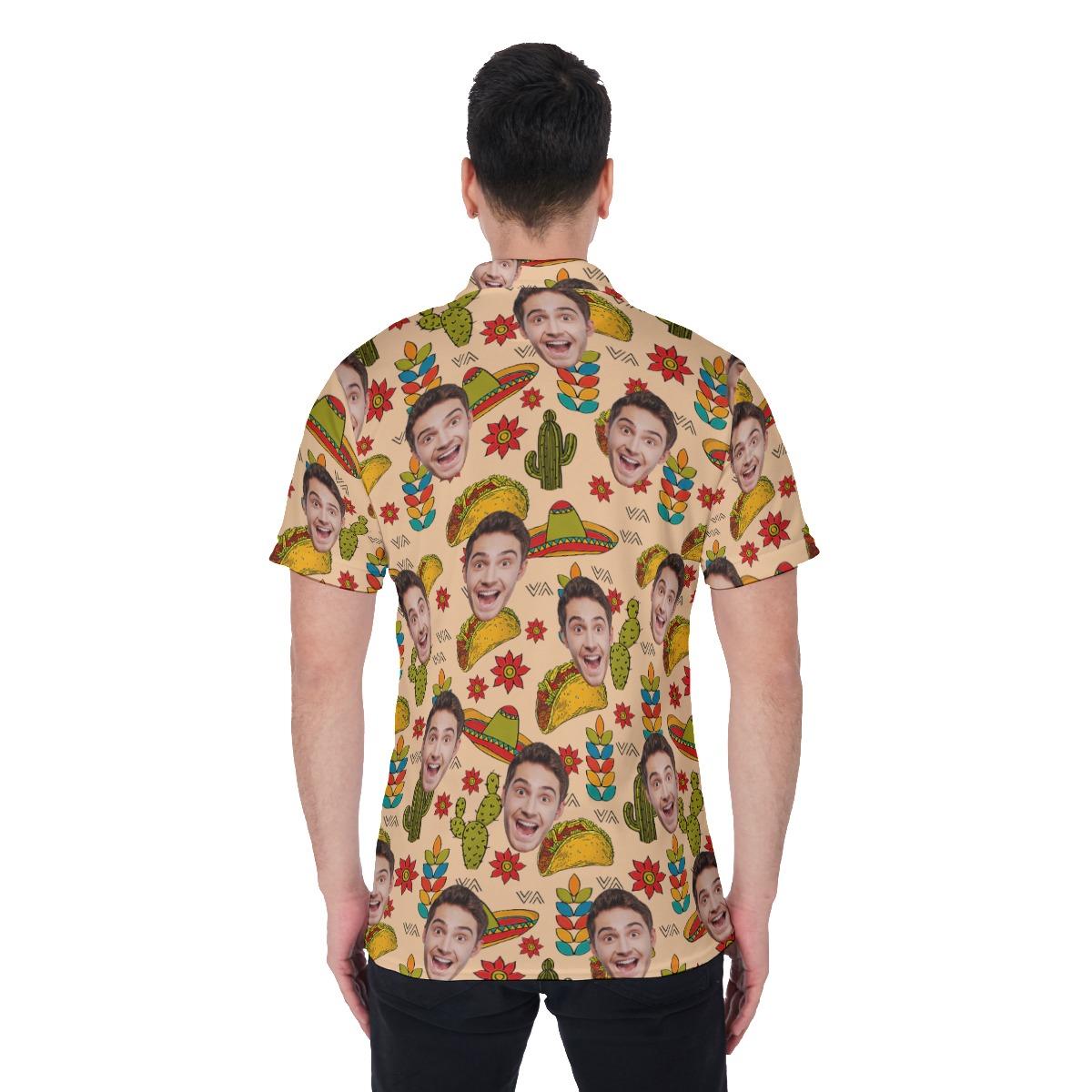 Vintage Taco Hawaiian Men's Polo Shirt With Custom Face