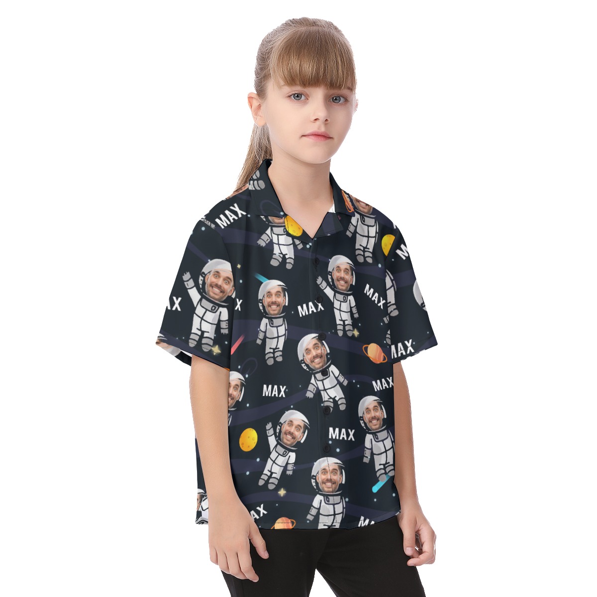 Cute Astronaut Custom Face Kid's Hawaiian Shirt